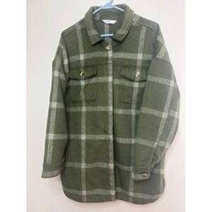SONOMA Plaid Shirt Jacket Oversized Green White Women's Size L